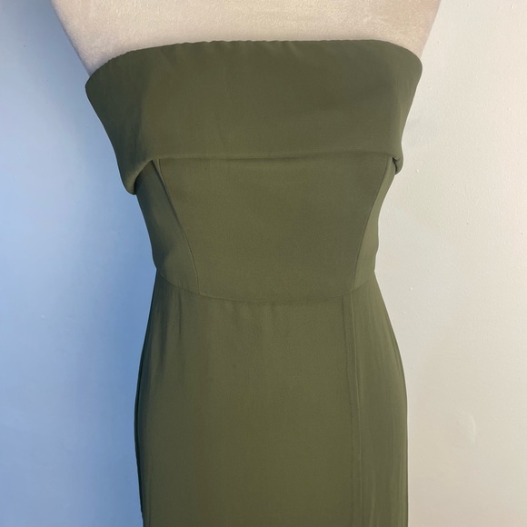 Abella Strapless Olive Evening Dress - Picture 3 of 13